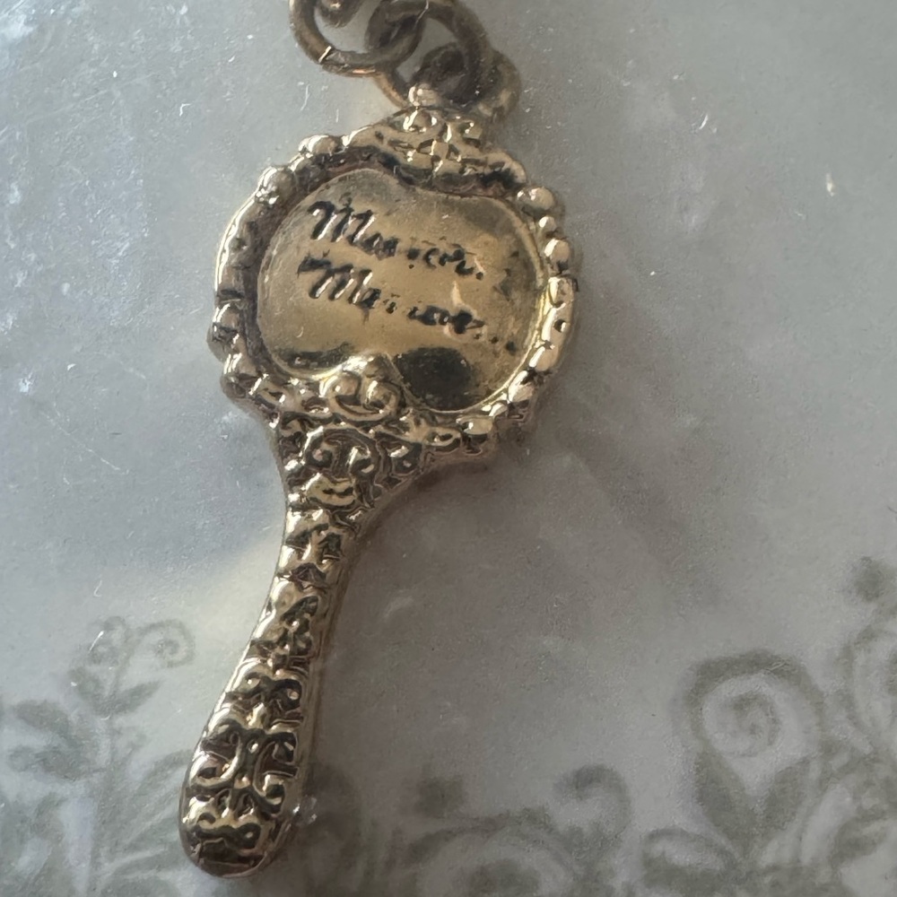 NEW Disney Fairytale Gold Ornate Hand Mirror Mirror On Wall Charm Clip Pendant